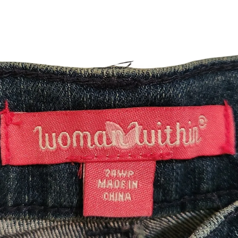 Woman Within Blue Denim Medium Wash Casual High Rise Straight Leg Jeans Sze 24WP - Image 6