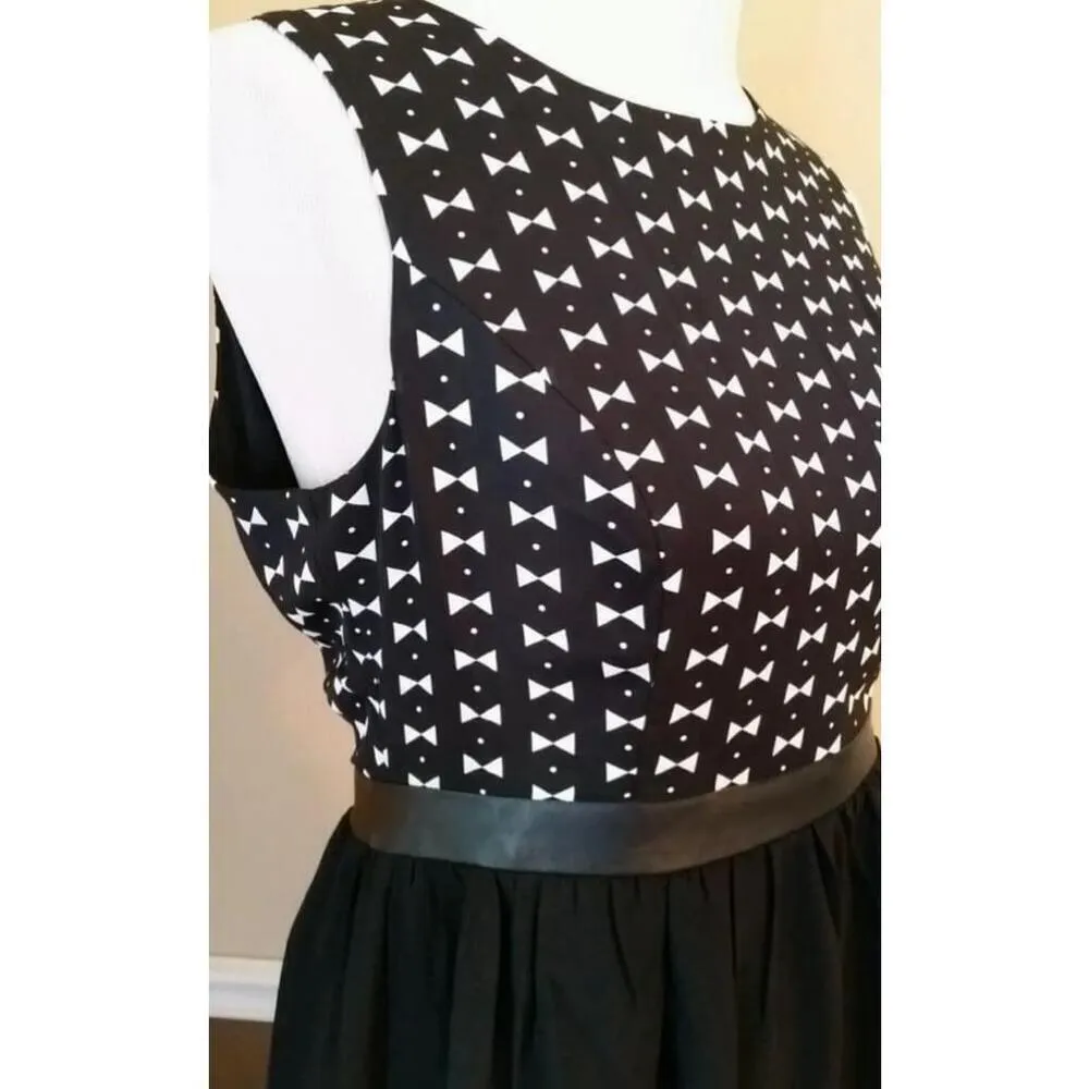 Black & White ModCloth Party Dress Bow Print Bodice with Chiffon Skirt by Moon - Image 3