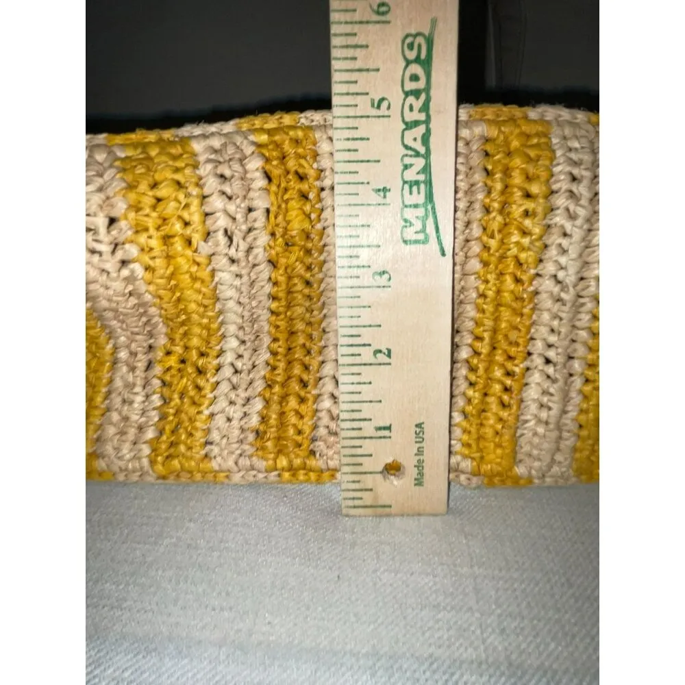 Mar Y Sol Straw Amalfi Tote Bag Used Striped Sunflower / Natural Yellow - Image 12