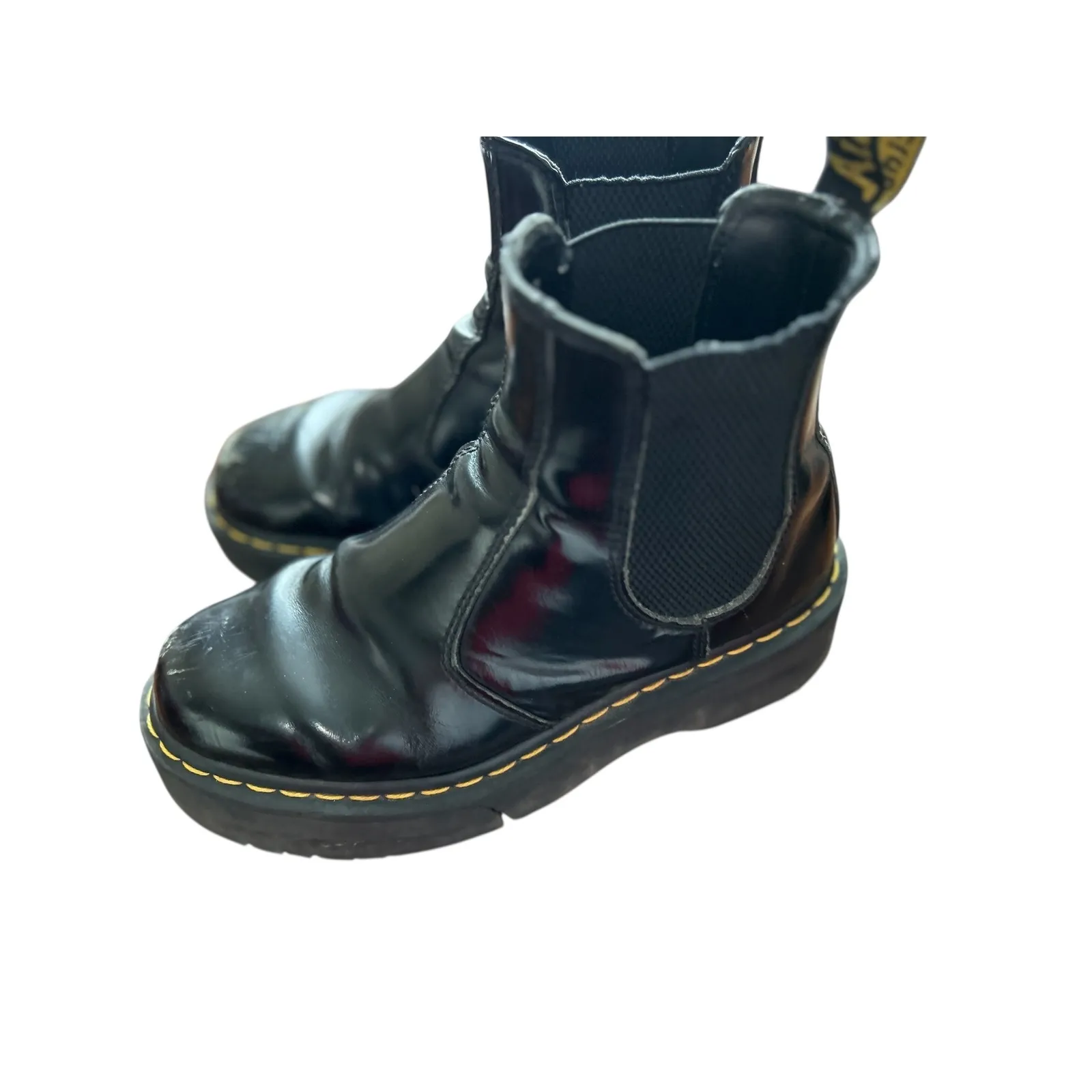 Dr Martens 2976 Quad Black Patent Leather Chelsea Boots Platform Size 7 - Image 5