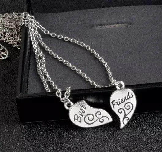 2pcs lovely best friends pendant necklac Silver - Image 6