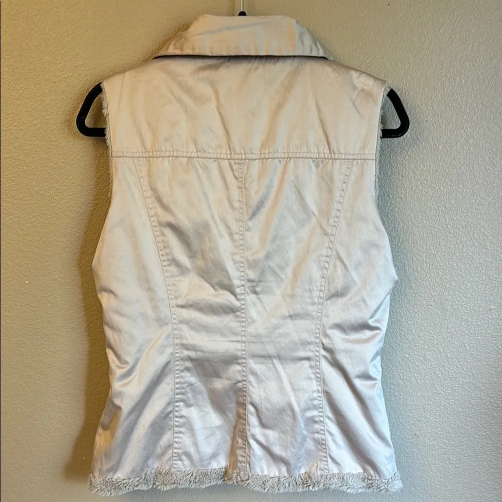 Reversible Cozy Faux Fur Teddy Bear Zip Front Vest Size MEDIUM Beige Tan - Image 8