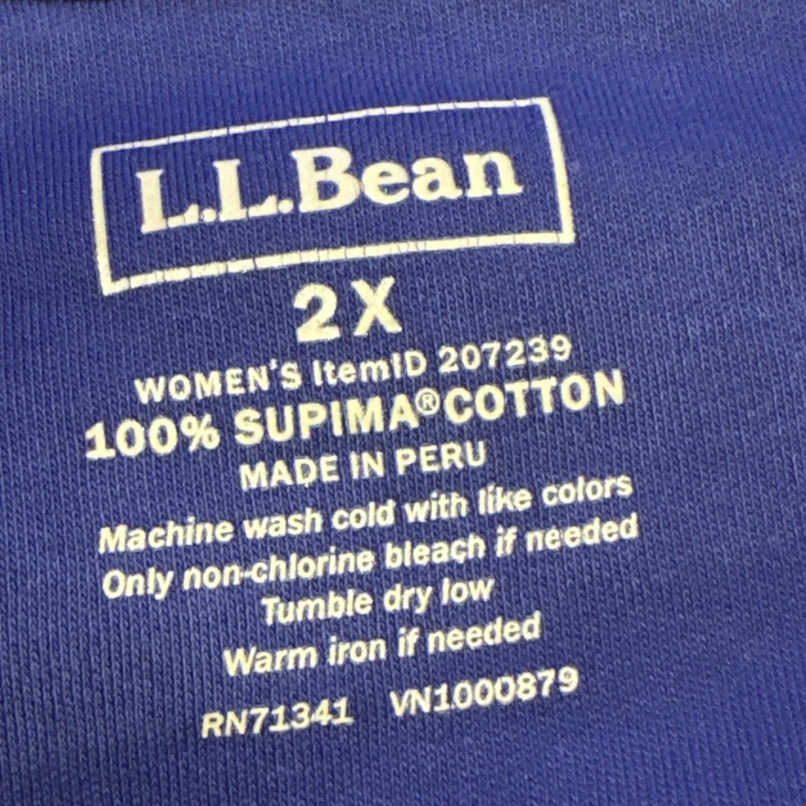 L.L. BEAN Soft Crewneck Cotton T-shirt 2X Dark Periwinkle Blue Cotton Relaxed ** - Image 3
