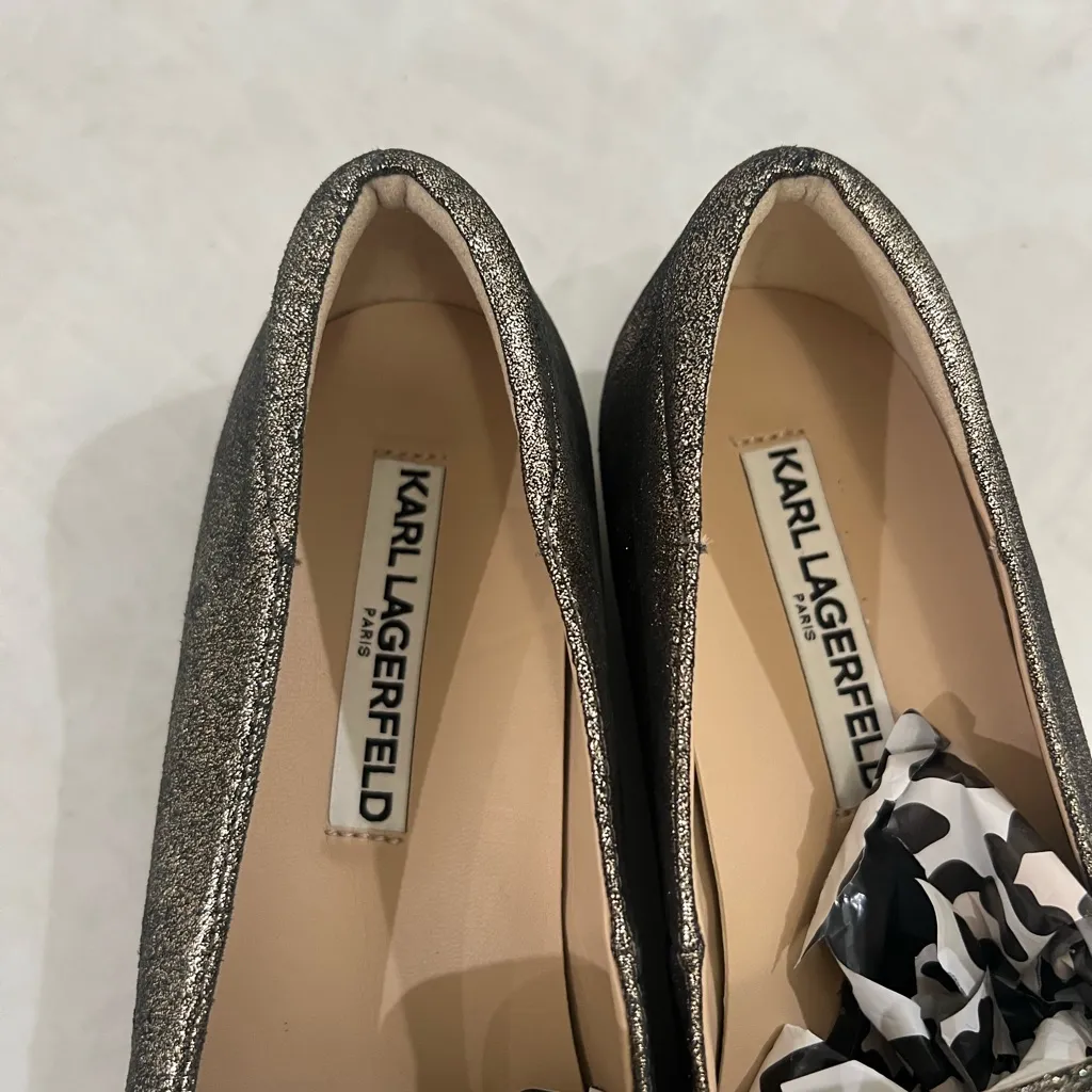 Karl Lagerfeld Gold Quigley Loafers Size 6 US - Image 3