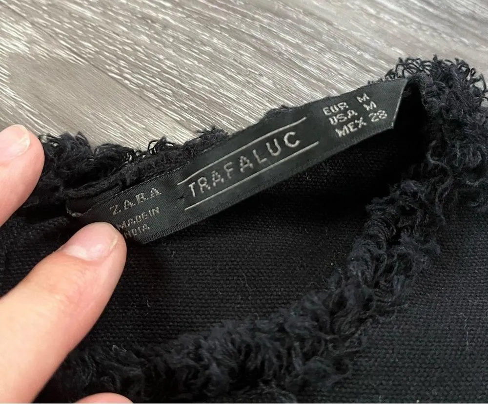 Zara Denim Fringe Top - M - Image 4