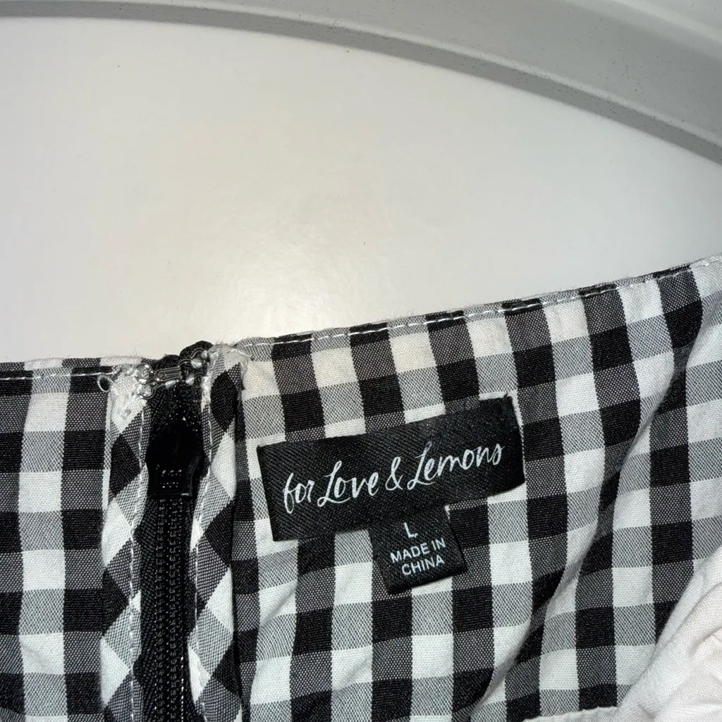 For Love And Lemons Monochrome Gingham‎ Dress size large - Image 5