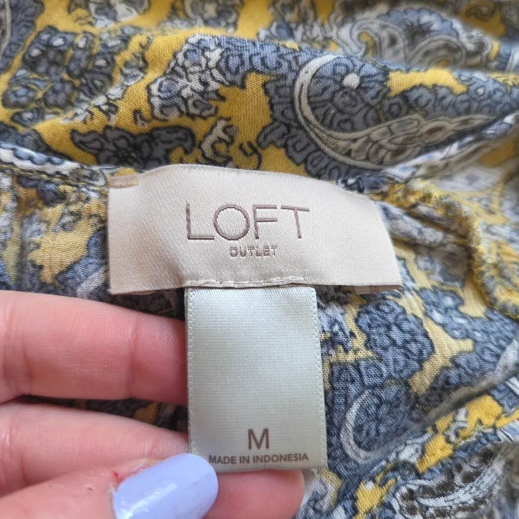LOFT Outlet Yellow and Gray Peasant Blouse - Image 7