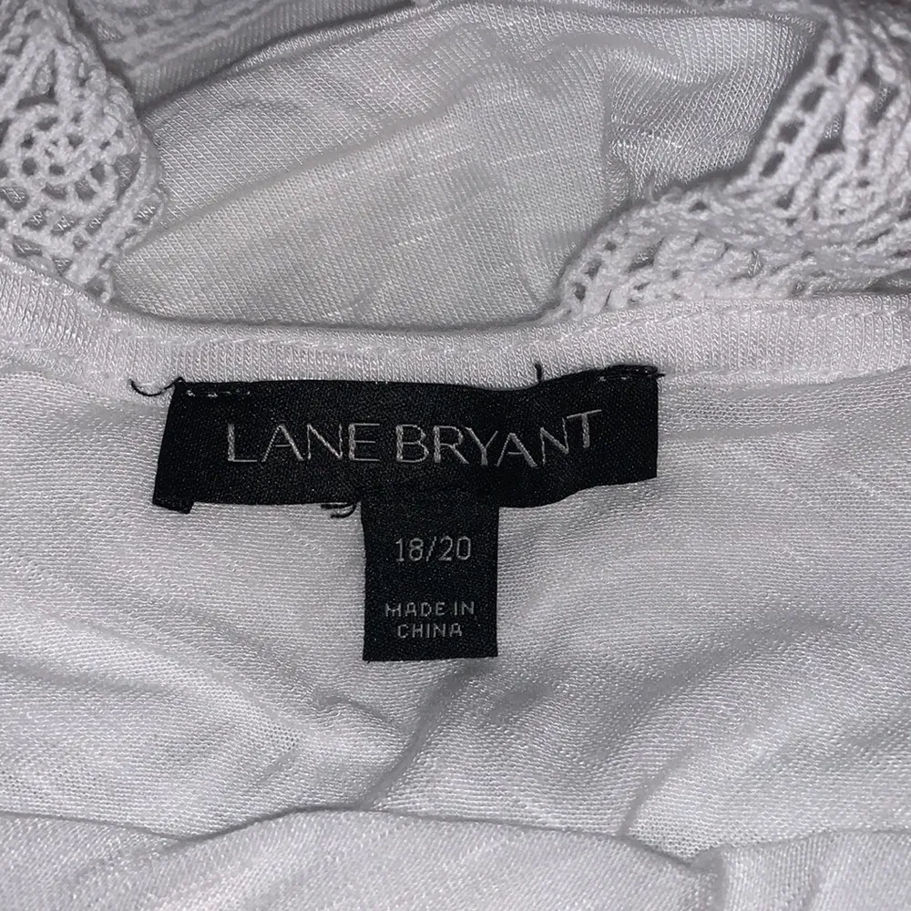 Lane‎ Bryant White Crochet Back Tunic Top Plus Size 18/20 Rayon Slub Knit - Image 4