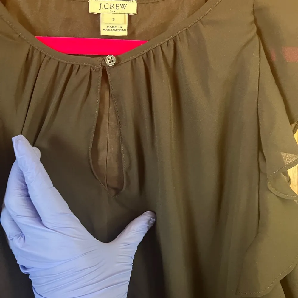 j crew factory black dress ruffle keyhole button front Tiered midi Womens small - Image 5