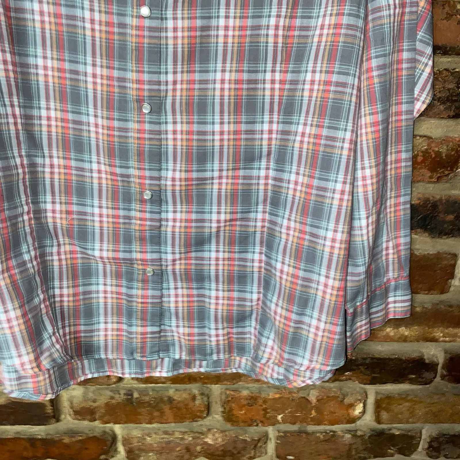 Wrancher Wrangler Multicolored Plaid Pearl Snap Button Long Sleeve Shirt Size XL - Image 3