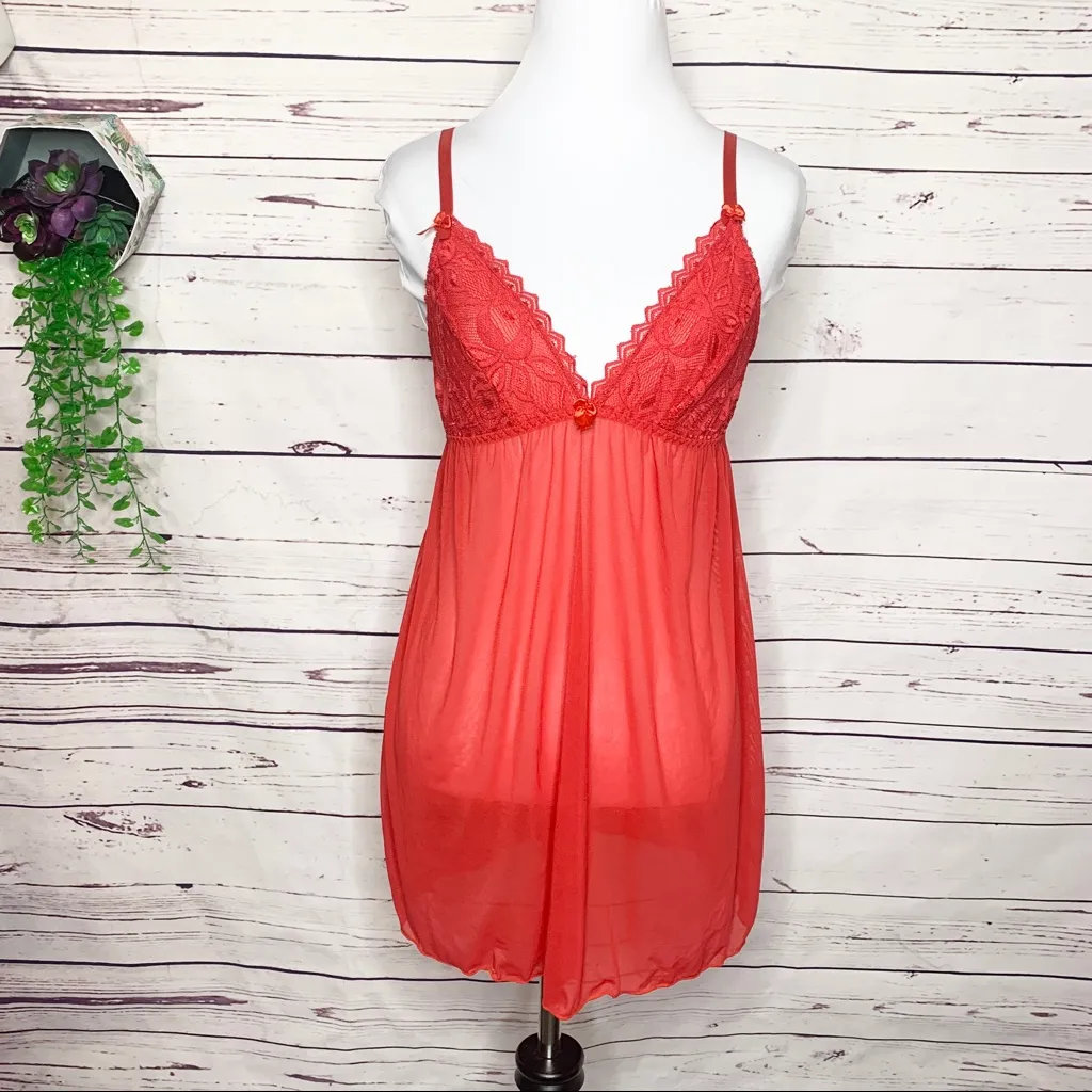 Tart Noir Red Sheer Babydoll Lingerie Size Small Valentine’s Day Romantic Sexy - Image 8