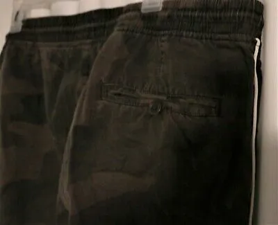 Men's Large 100% Cotton Dark Camo Cuffed Chino Khaki Drawstring Pants Brave Soul - Image 7