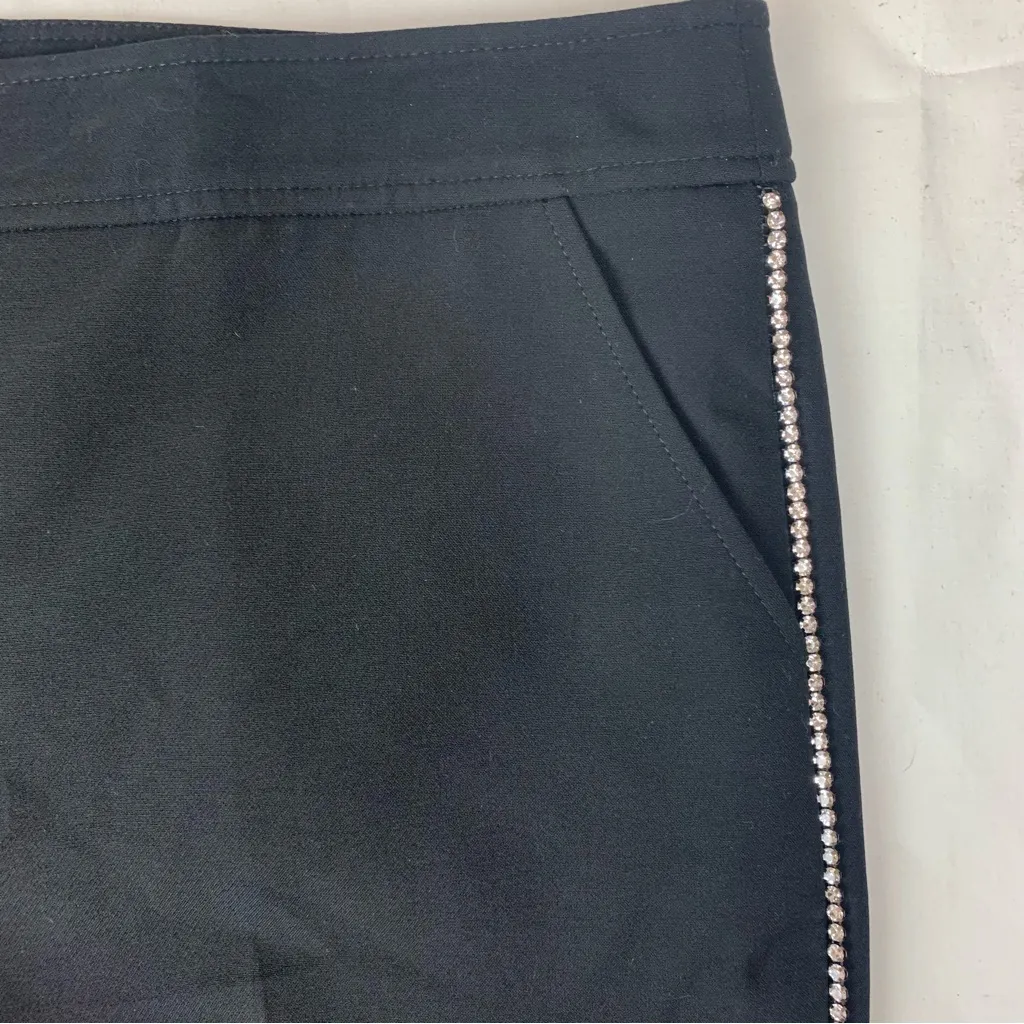 Trina Turk size 14 Black cropped gem lined trouser pants rhinestones new - Image 8