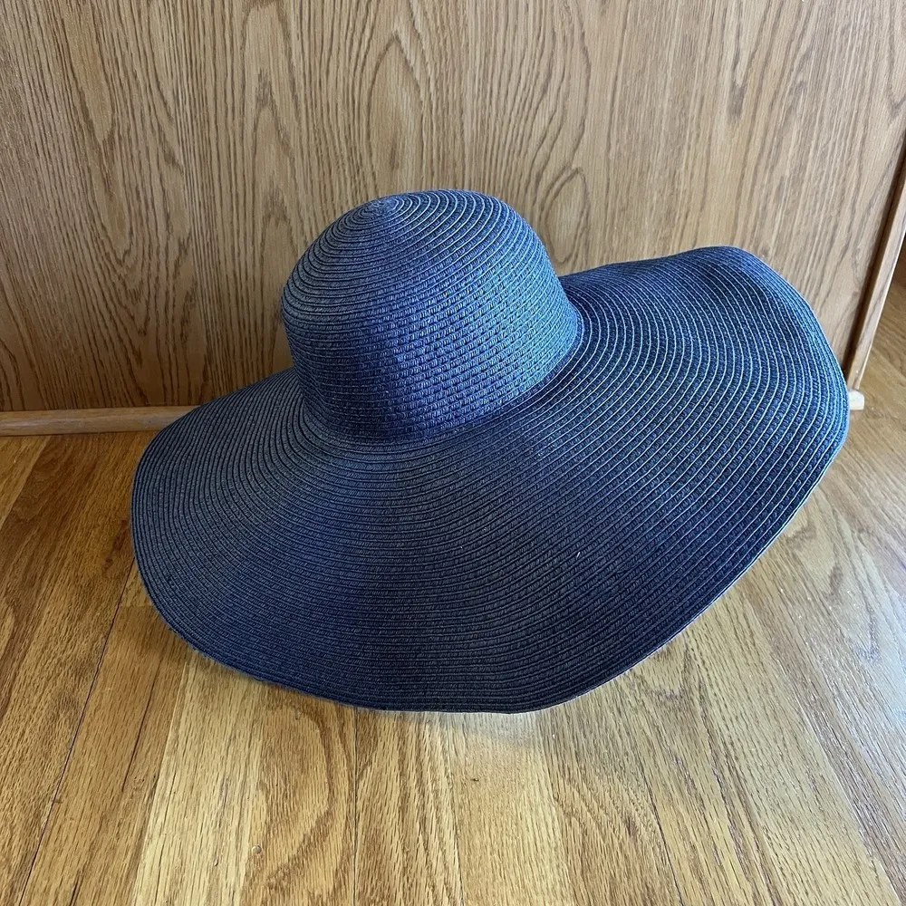 Boden Sun Hat Wide Brim Navy Vacation Beach Nautical Floppy Paper 21.5 Small/Med - Image 2
