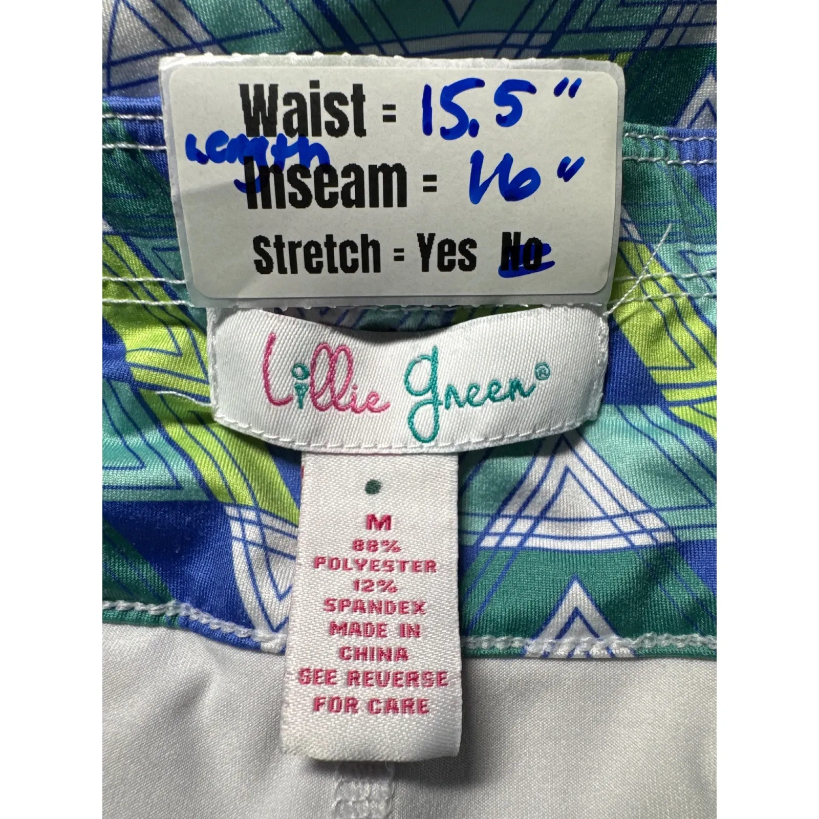 Lillie Grace Womens Skort Geometric Print Blue Athletic Golf Tennis Skirt M Size M - Image 3