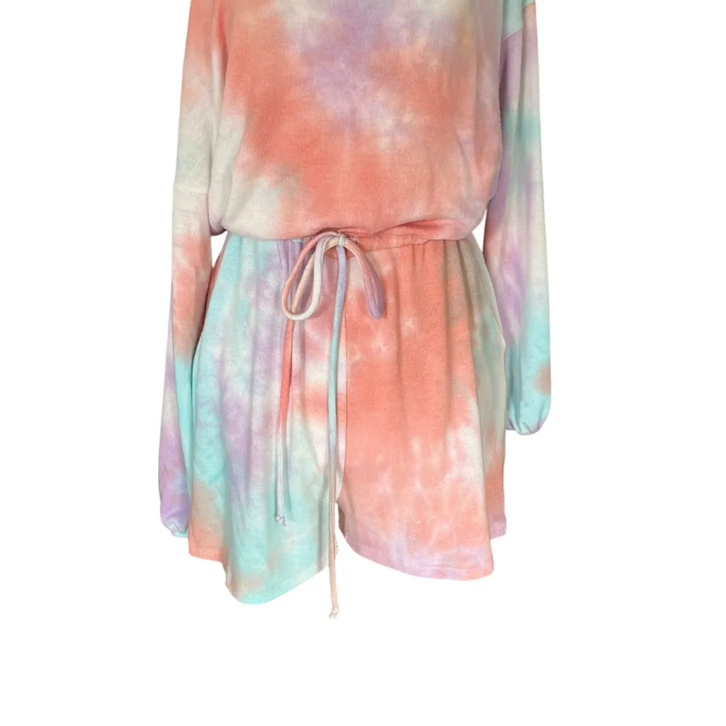 Everly Oversized Tie Dyed Off Shoulder Romper - Image 9