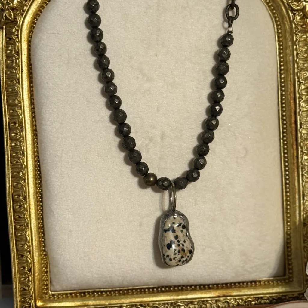 Artisan Dalmatian stone Pendant Necklace Handcrafted - Image 8