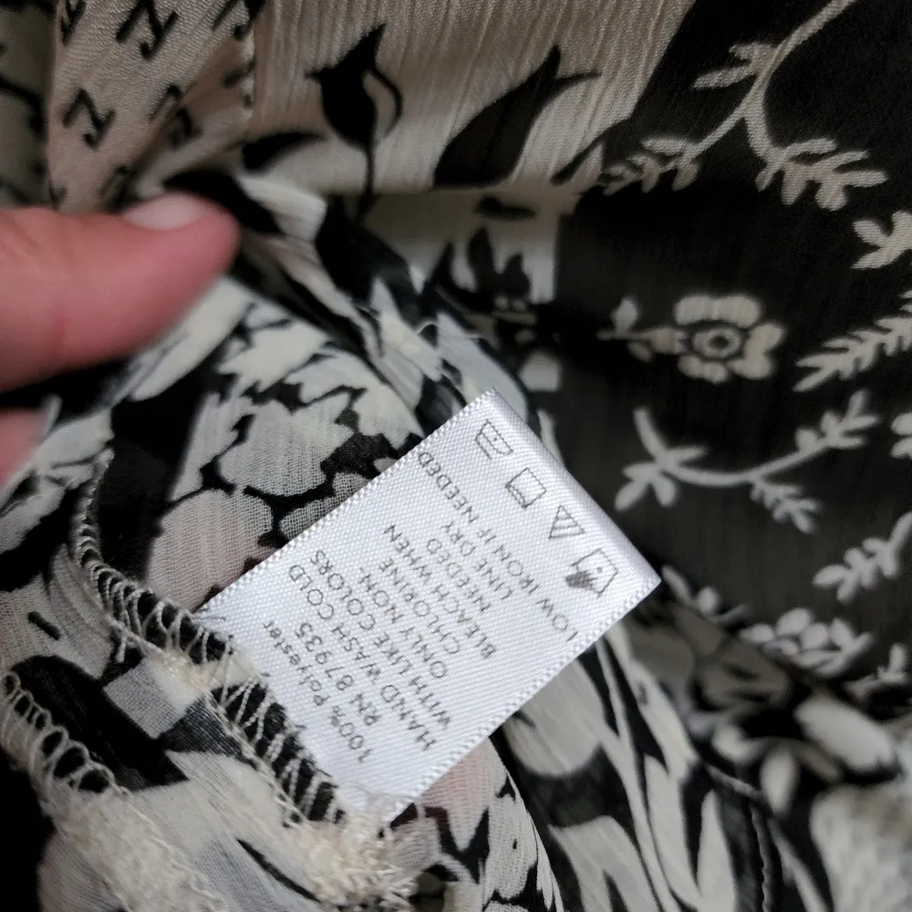 Susan Graver abstract floral sheer ruffle tunic blouse size small - Image 8