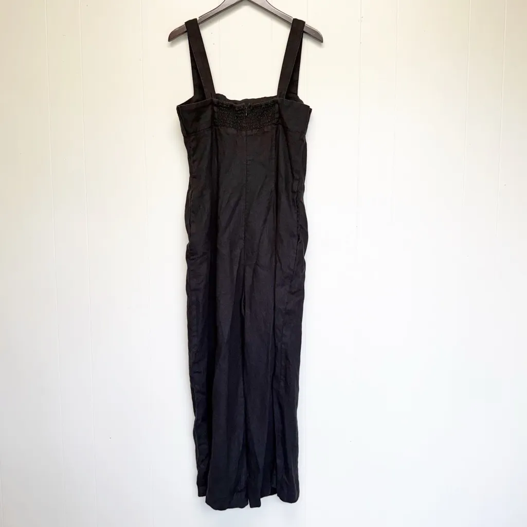 MADEWELL Black Squareneck Wide-Leg Jumpsuit in 100% Linen Size 10 - Image 9