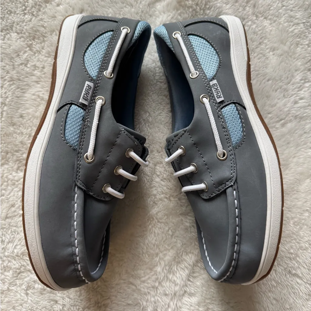 Ryka 7 Wide Gray Loafer Boat Shoe Leather Suede Casual Preppy Comfort Vacation - Image 2