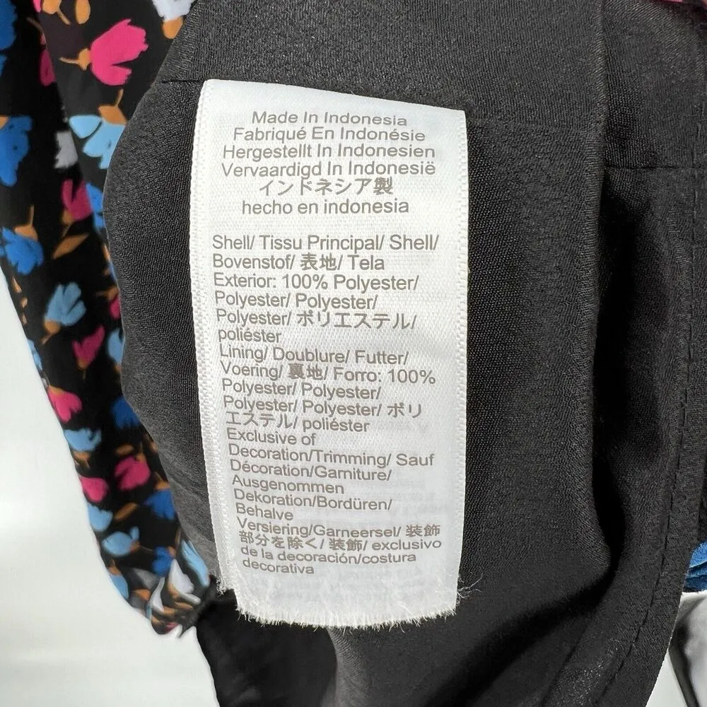 J. Crew‎ Crinkle Ruffle Tiered Midi Dress Black Floral Print 3/4 Sleeves Size 0 - Image 9