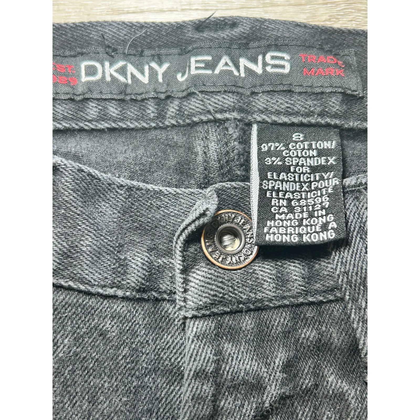 DKNY Vintage‎ 90's Jeans Black Wash Denim Mid Rise Slim Fit Jeans Size 6 - Image 3