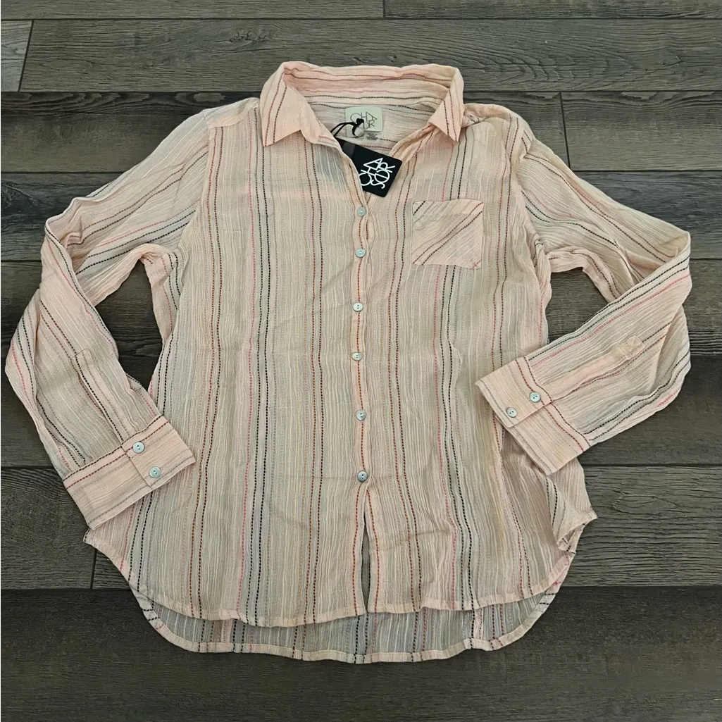 Chaser Peach Striped Button-Down Shirt - Image 3