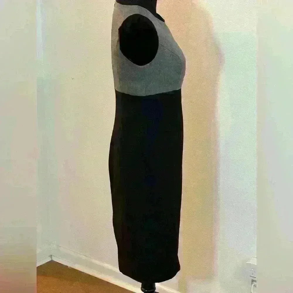 Evan Picone Black Label Sleeveless Black & Grey Colorblock Pencil Dress - Image 5