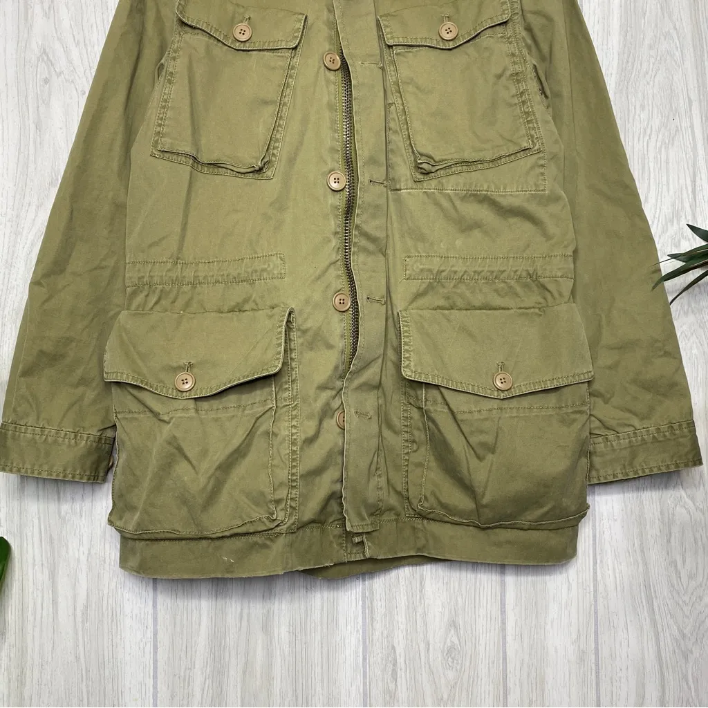 J. Crew Boyfriend Fatigue Military Parka Jacket size S Small 19985 - Image 5