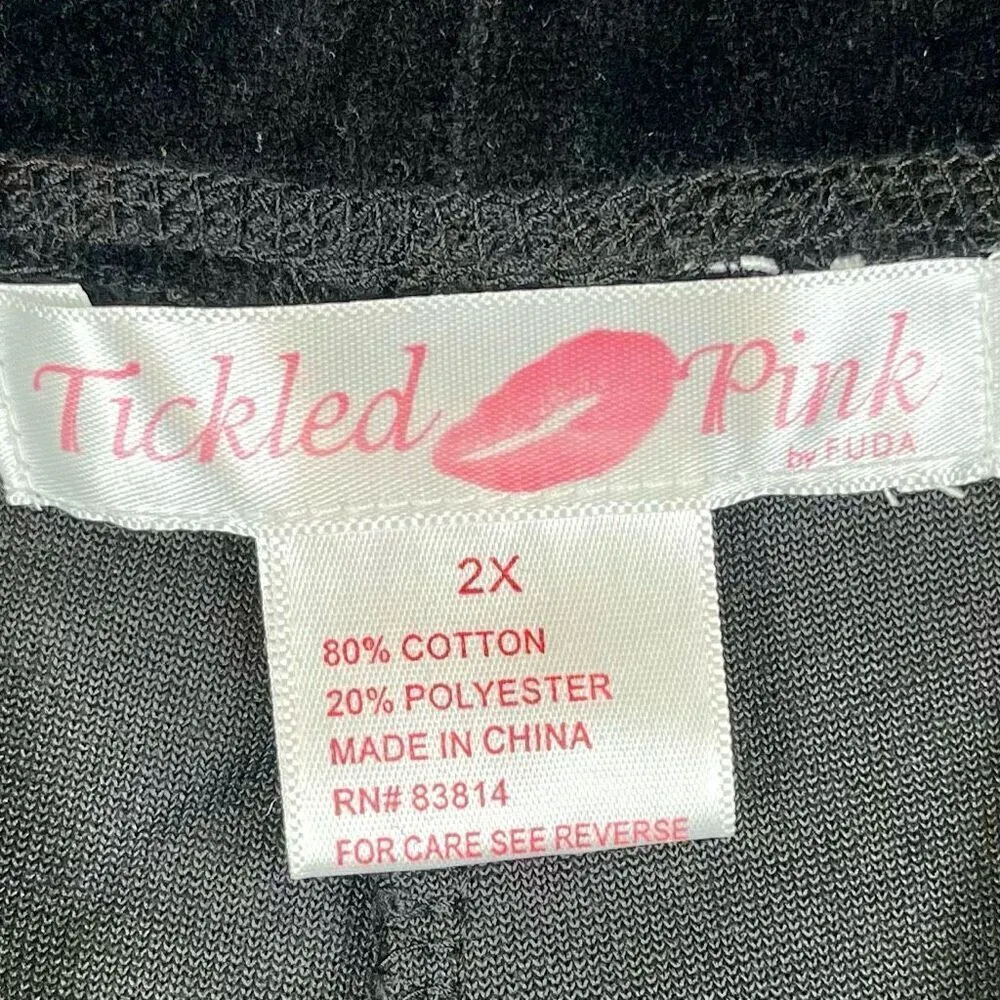 NWT Tickled Pink Fuda Black Pull On Velour Pants 2X - Image 7