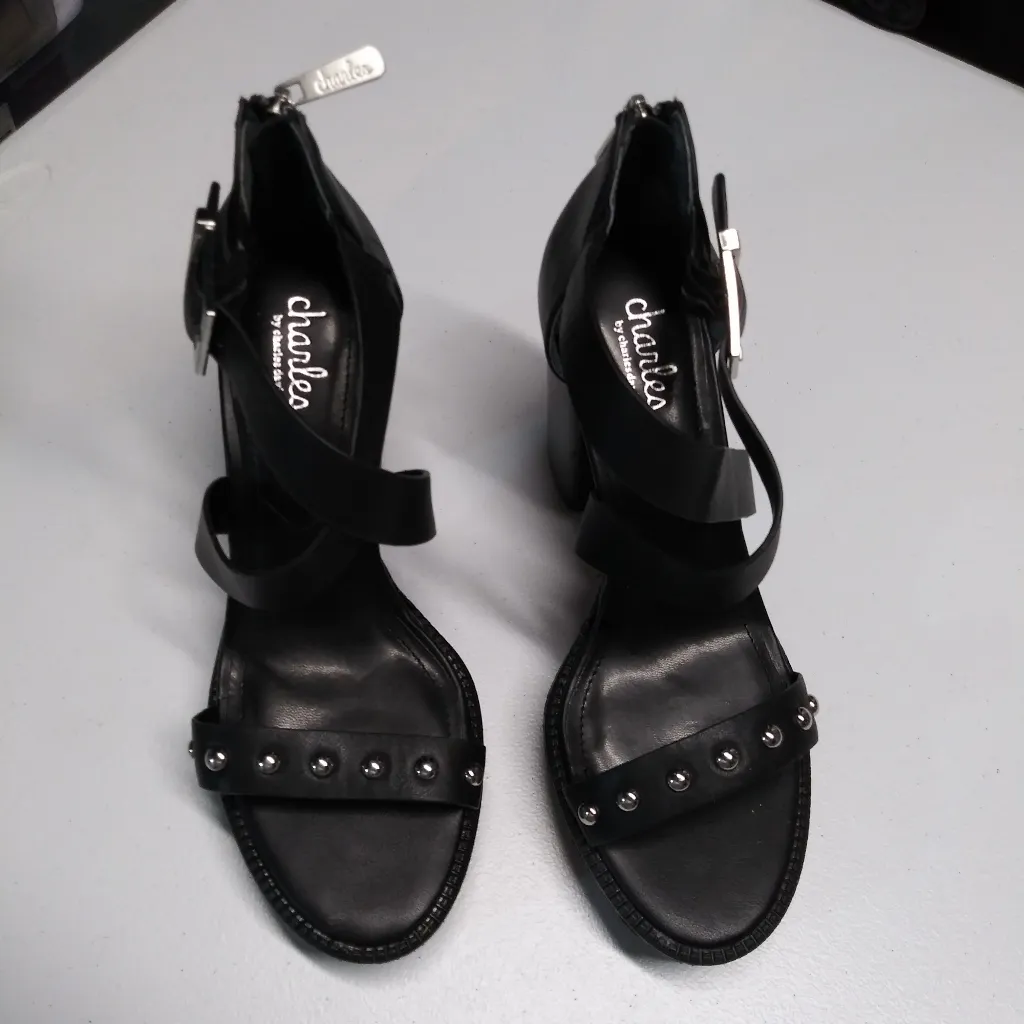 Charles by Charles David Vanden Studded Heeled Sandals Moto Size 8 - Image 4