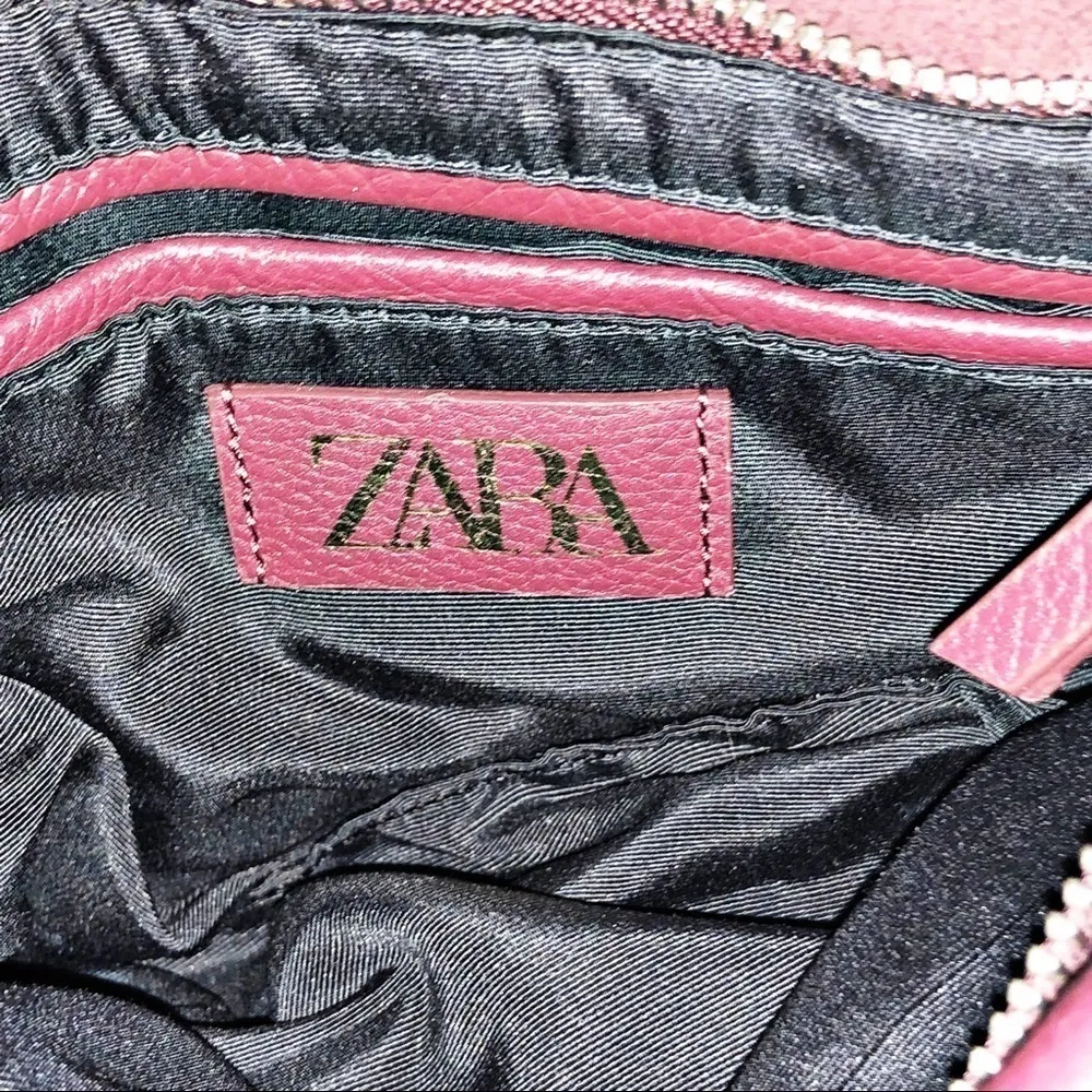 NWT ZARA Gathered Burgundy Crossbody Leather Bag - Image 5