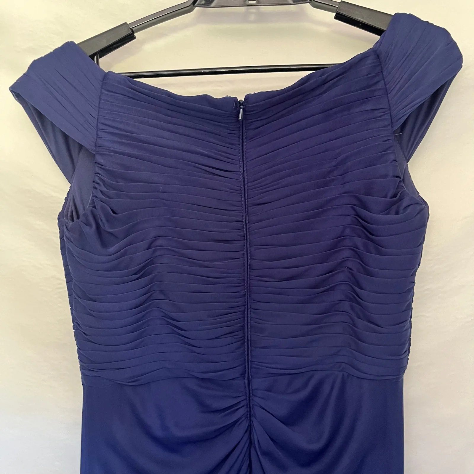 Alex Evening Off Shoulder Full Length Dress 10 Navy Holiday Wedding Bling Formal - Image 6