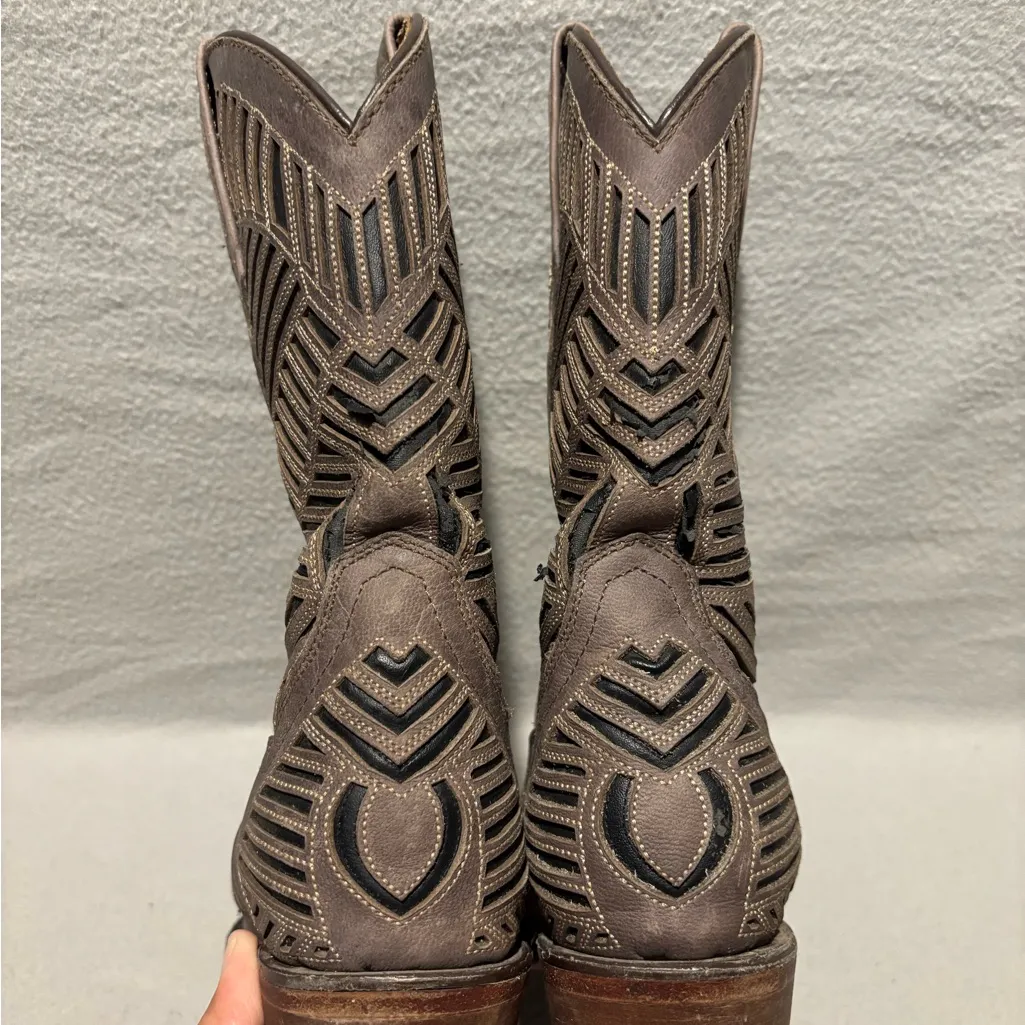 Herencia Women’s Western Inlay Pull on Cowgirl Boots Size 7 snip toe Gray - Image 5