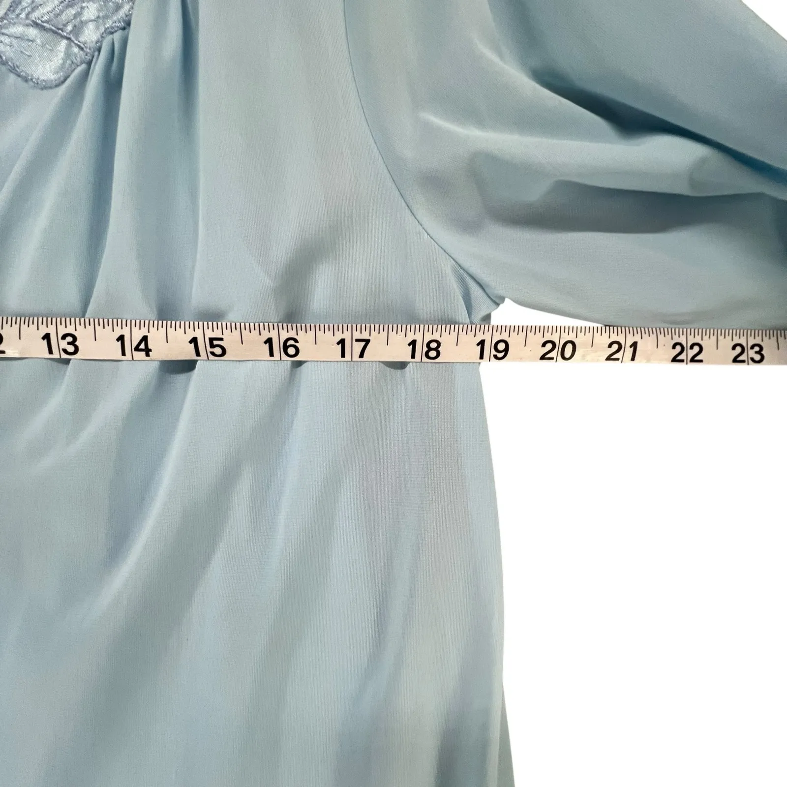 Vintage Vassarette Robe Night Dress S Baby Blue Nylon Night Gown Grannycore USA - Image 10