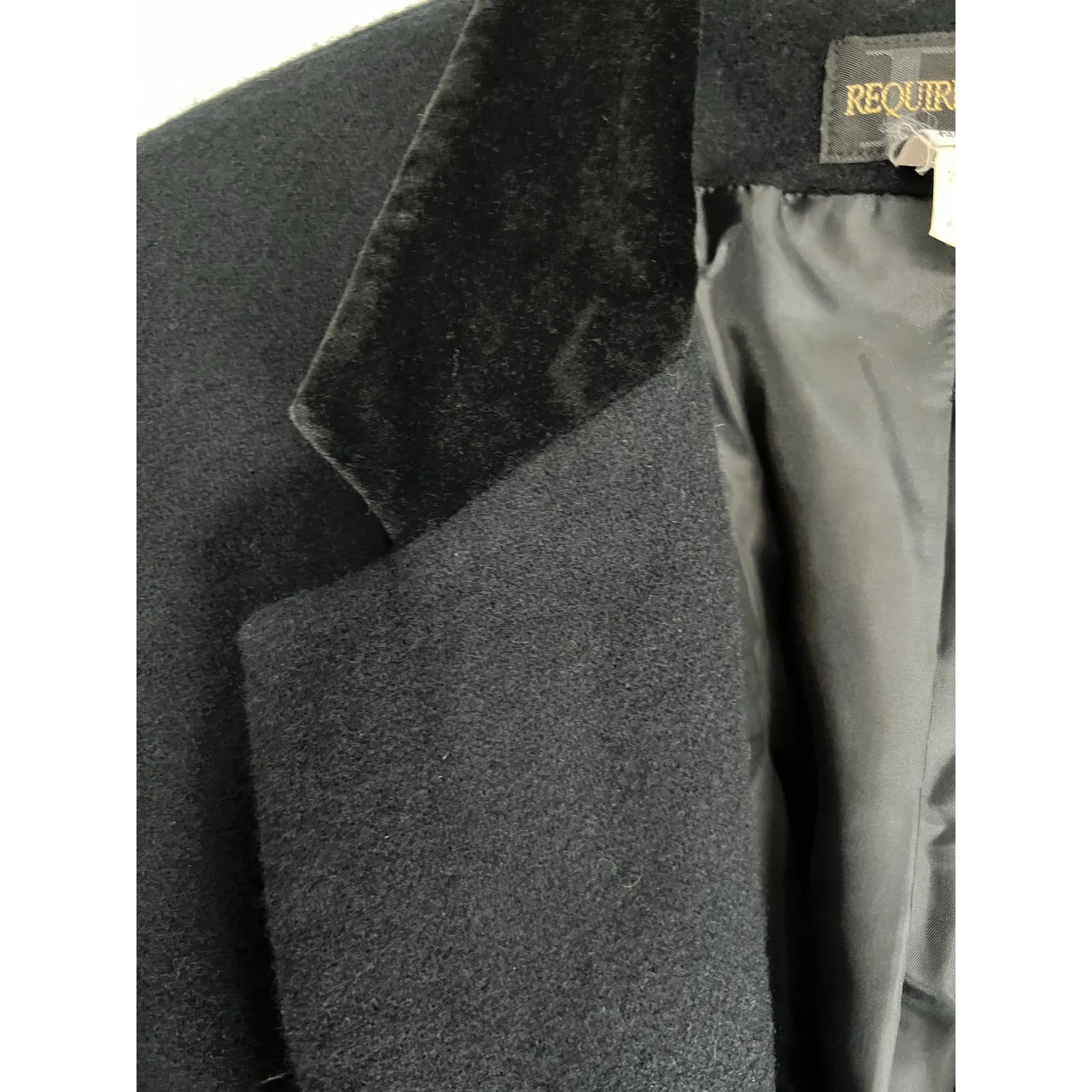 Vintage Requirements Black Wool Blazer Velvet Collar Small Dramatic Minimalist - Image 9