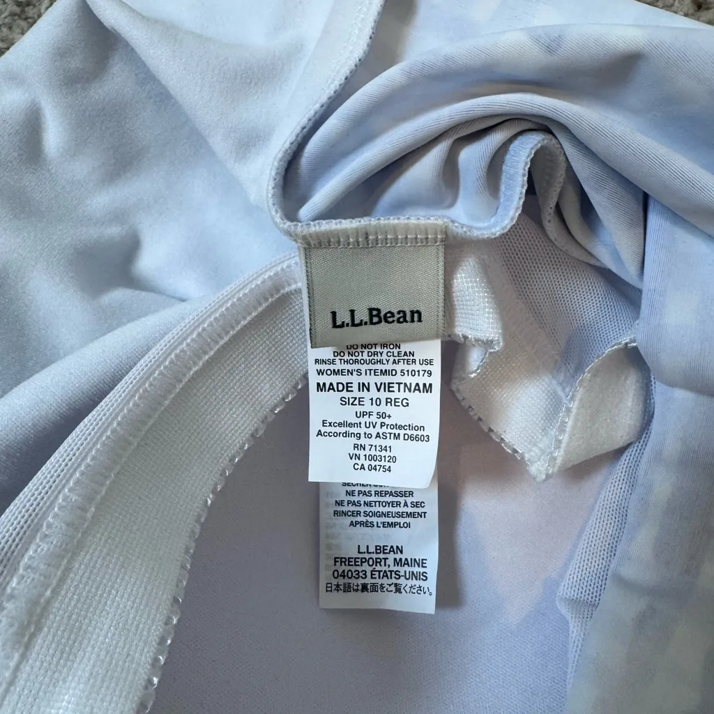 LL Bean SunSmart Tankini Top UPF 50+ Cobalt Gingham Resortwear Swim Tank Size 10 - Image 12
