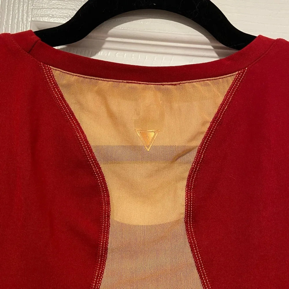 Aurum Cycling Mesh Back Red Cap Sleeve Crew Neck Athletic Top Red Gold Size 6 - Image 6