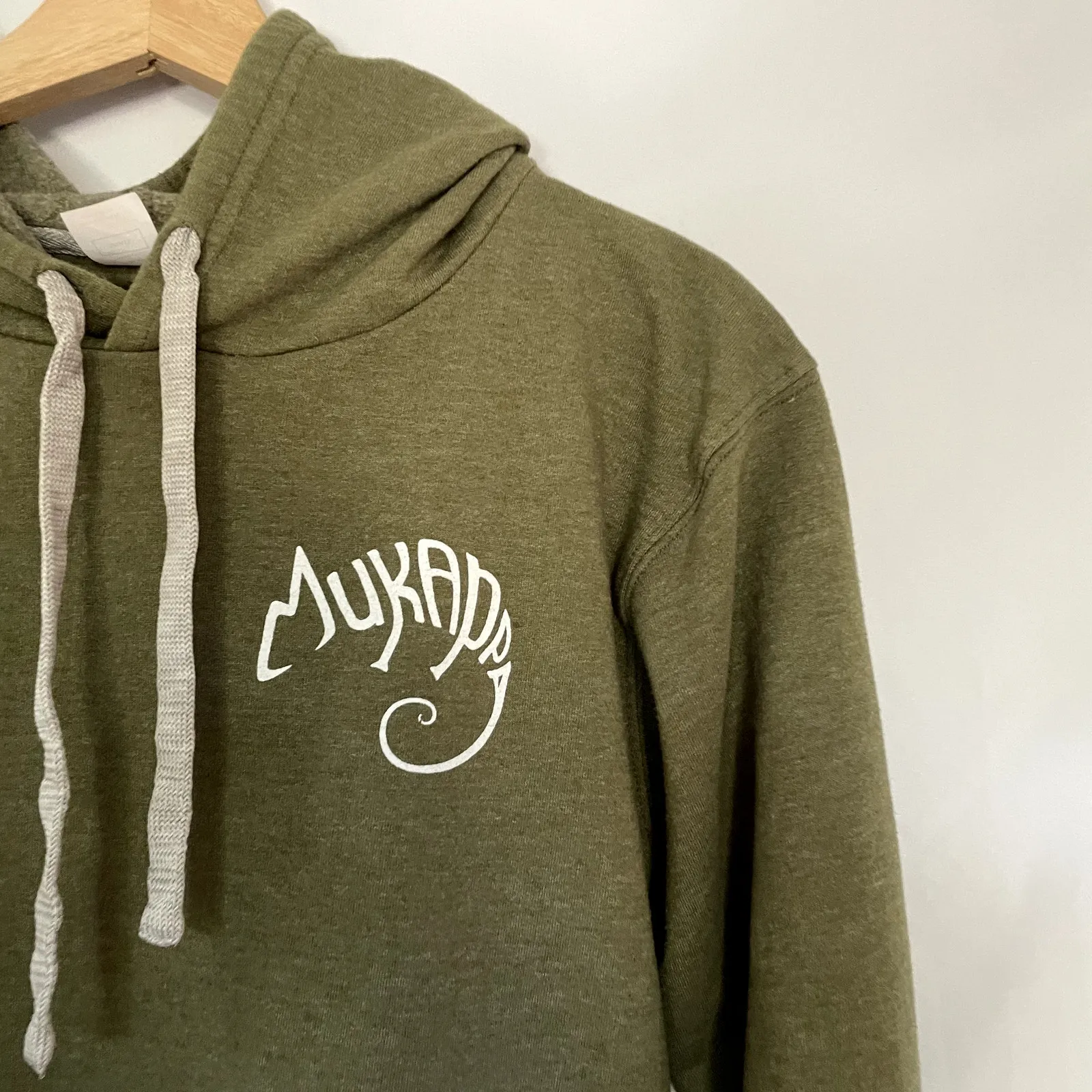 Go Ex Mukappa army green fleece lined sweater hoodie pullover kangaroo women's S - Image 2