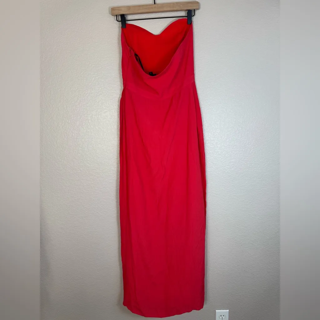 NBD Red Strapless Maxi Gown Dress with Slit size Medium Revolve $258 - Image 11