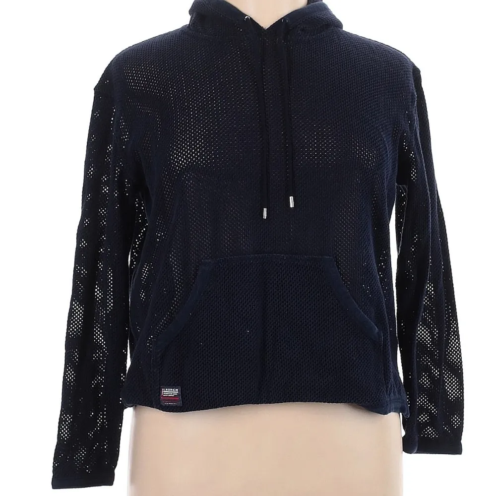 LAUREN Ralph Lauren LRL Dark Navy Blue Mesh Crochet Hoodie Women’s Size XL - Image 6