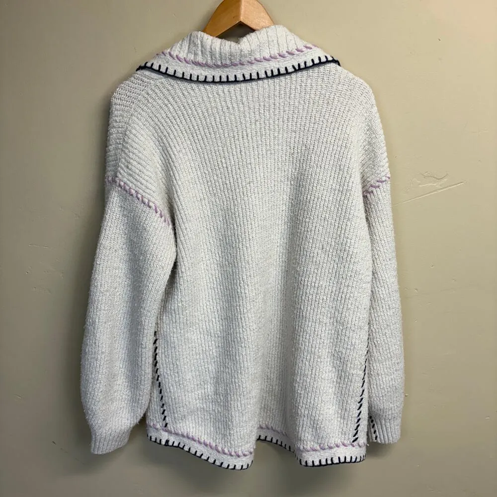 Anthropologie Maeve Collared Whipstitch Open Cardigan Sweater Size L - Image 5