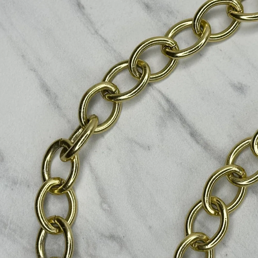 Chunky Wooden Charm Gold Tone Metal Chain Link Belt Size Small S Medium M - Image 5