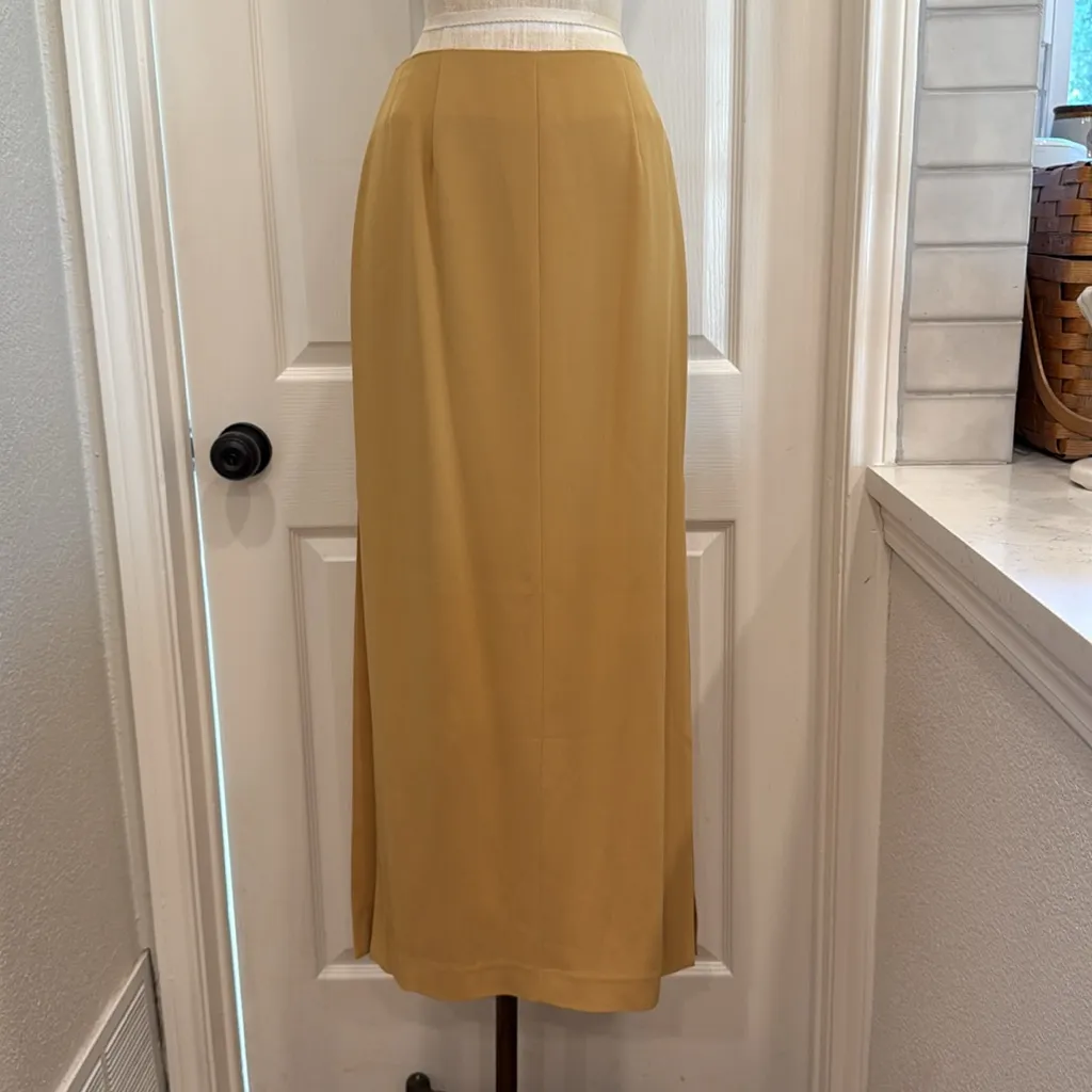 Vintage mustard yellow side slit maxi skirt Size 4 - Image 2