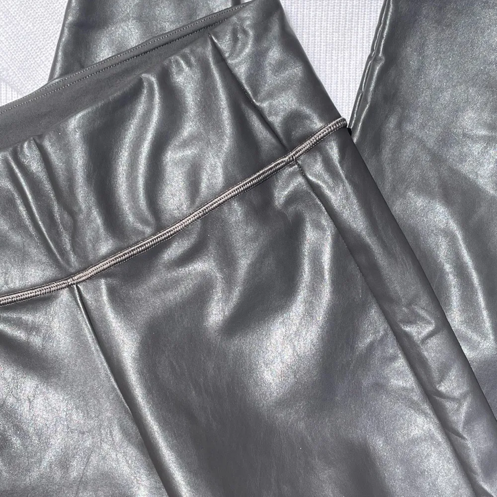 Matte metallic all that gleams faux vegan leather high waisted wide band legging - Image 11