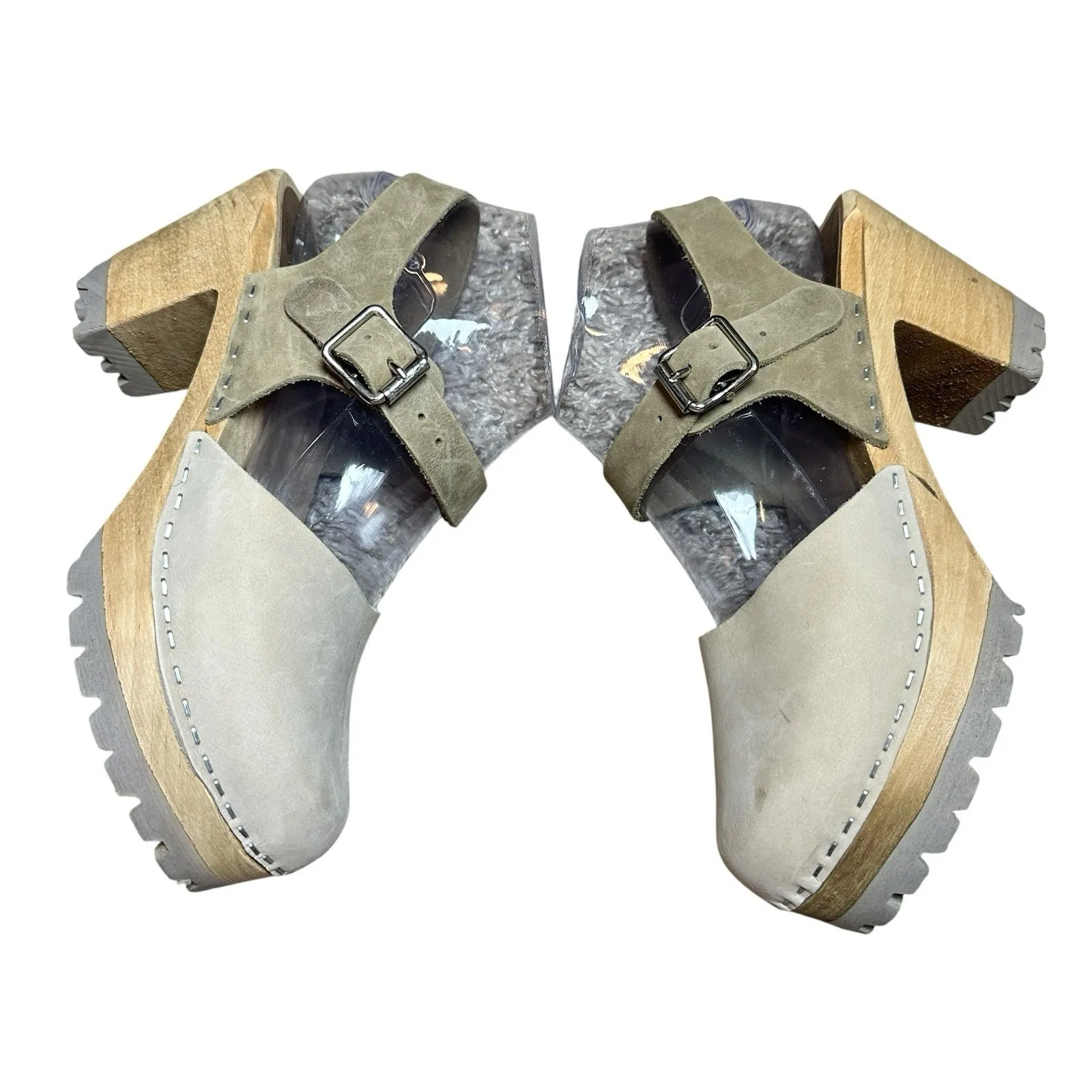 Free People x MIA Abba Clog Ivory Leather Swedish Wooden Platform EU 37 US 6.5-7 - Image 9