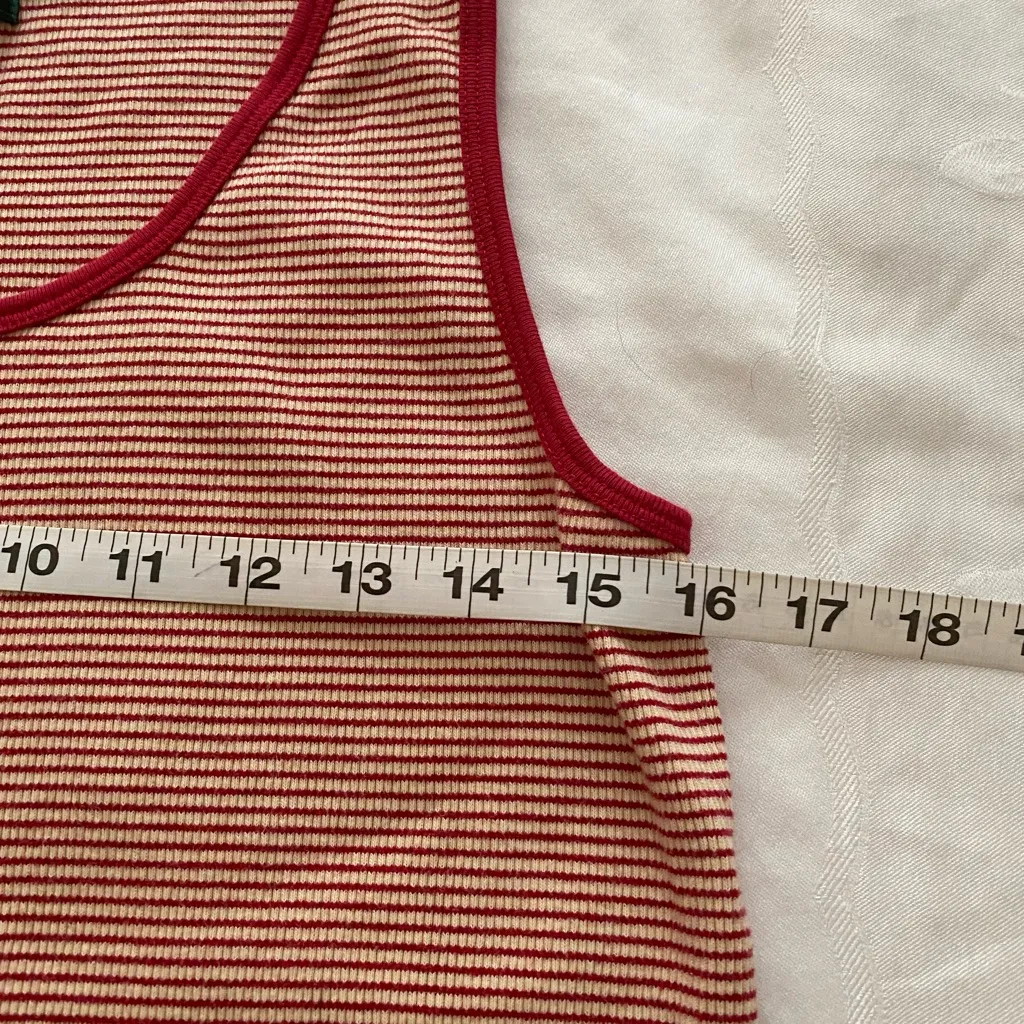 Lauren Ralph Lauren Red & White Striped Crop Tank Top L - Image 3