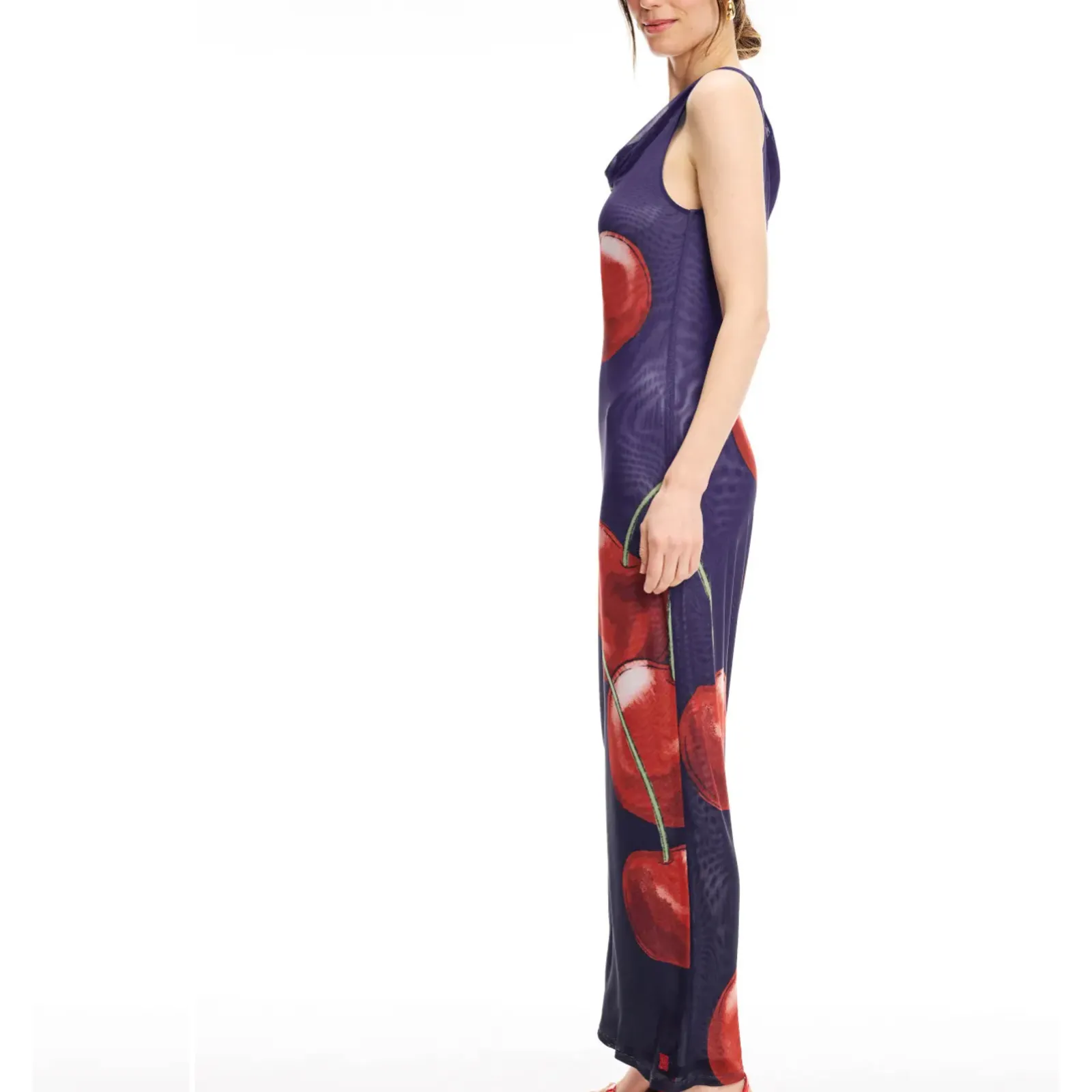 World Purple Cherry Mesh Maxi Dress XL Sleeveless Vacation Designer $400 - Image 2