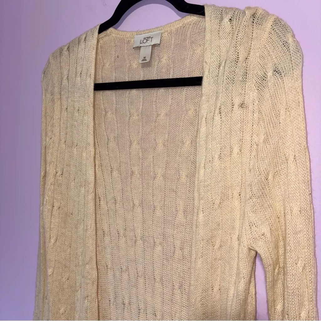 Ann Taylor Loft Cottagecore Fairy Cable Knit Y2K Duster Cardigan Sweater Women M - Image 2