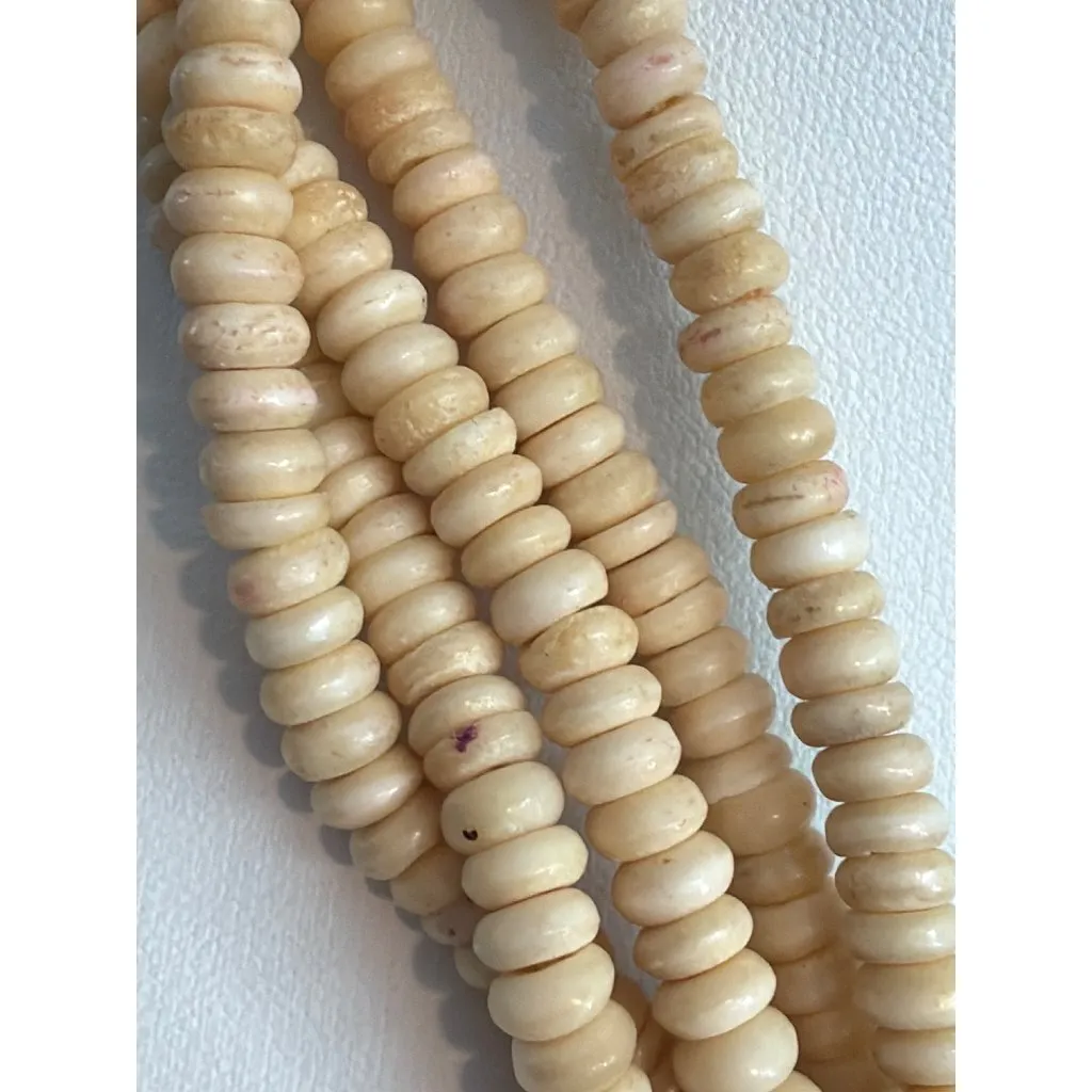 Vintage Bovine Bone Etched Pendant Necklace Beads Elephant Lion Hook 16" Estate - Image 3